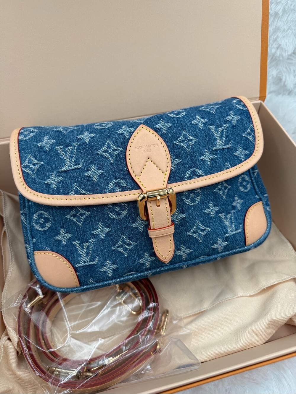 LOUIS VUITTON Diane Monogram blue Denim shoulder bag in box unused 🔥😍